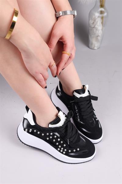 HOBART Şeffaf Çakım Boncuklu Sneakers SİYAH