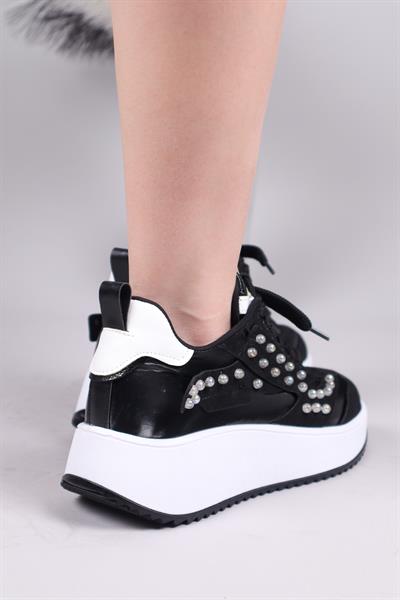 HOBART Şeffaf Çakım Boncuklu Sneakers SİYAH