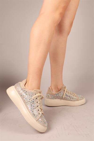 HOLLİS Taşlı Süet Sneakers BEJ
