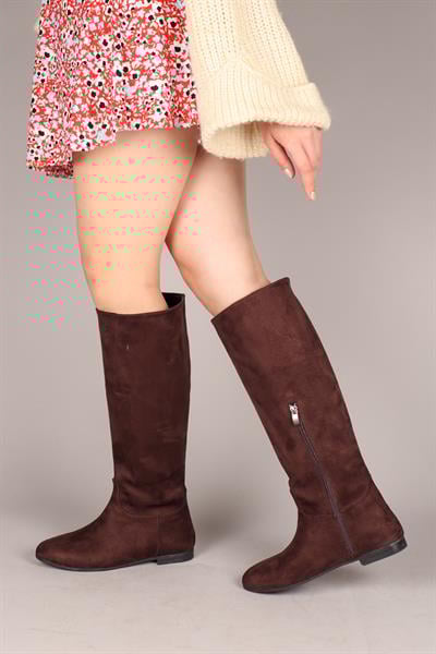 İLSE Düz Süet Çizme KAHVERENGİ