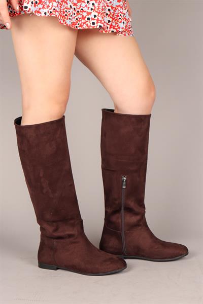 İLSE Düz Süet Çizme KAHVERENGİ