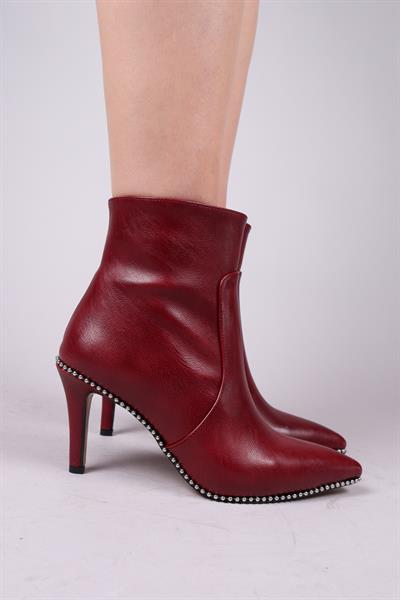 ISANTI Tabanı Zincir Aksesuarlı Topuklu Bot BORDO