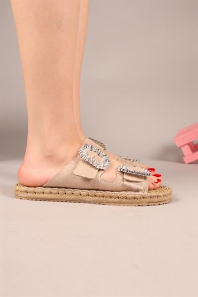 JANET Çift Taş Tokalı Terlik BEJ