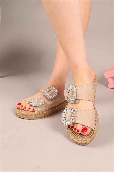 JANET Çift Taş Tokalı Terlik BEJ