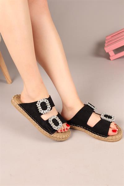 JANET Çift Taş Tokalı Terlik SİYAH