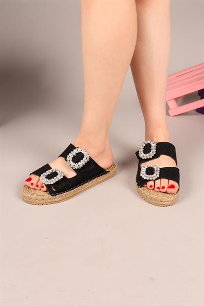 JANET Çift Taş Tokalı Terlik SİYAH