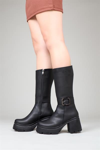 JELKA Tokalı Yarım Çizme SİYAH