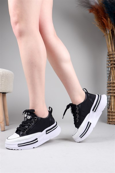 JEM Cilt Garnili Kalın Tabanlı Paraşüt Sneakers SİYAH