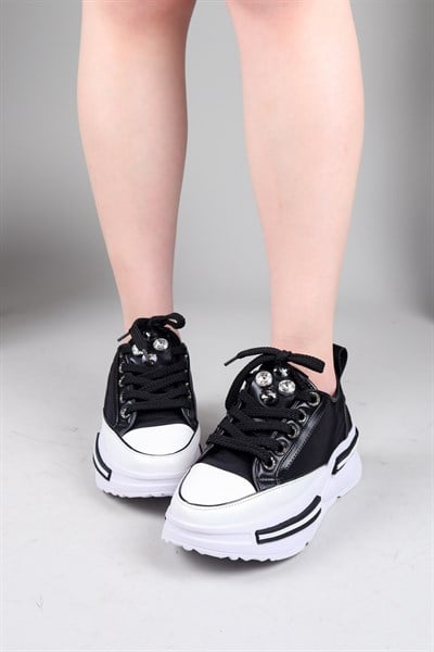 JEM Cilt Garnili Kalın Tabanlı Paraşüt Sneakers SİYAH