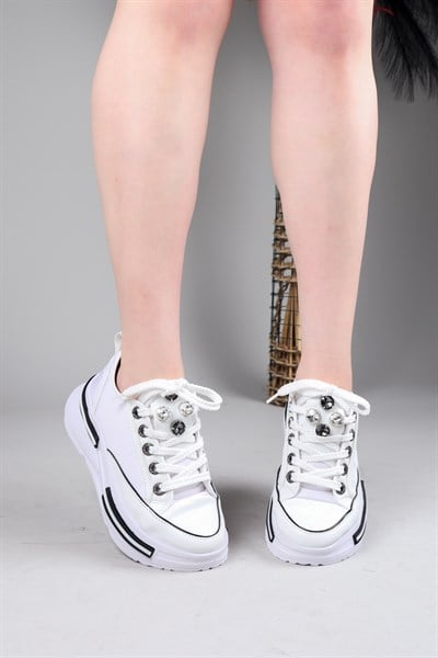 JEM Cilt Garnili Kalın Tabanlı Paraşüt Sneakers BEYAZ