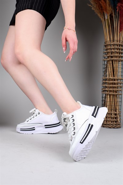 JEM Cilt Garnili Kalın Tabanlı Paraşüt Sneakers BEYAZ