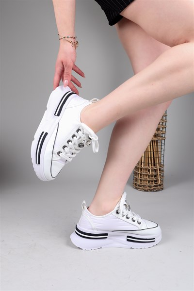 JEM Cilt Garnili Kalın Tabanlı Paraşüt Sneakers BEYAZ