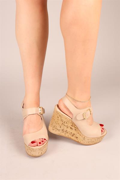 JENİTA Karnı Yarık Dolgu Topuklu Ayakkabı NUT