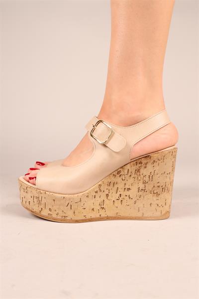 JENİTA Karnı Yarık Dolgu Topuklu Ayakkabı NUT