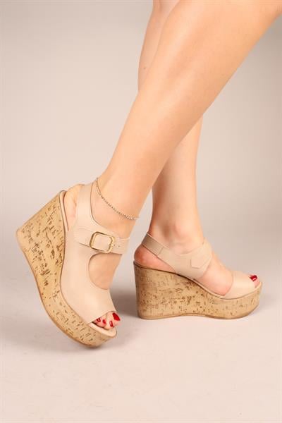 JENİTA Karnı Yarık Dolgu Topuklu Ayakkabı NUT