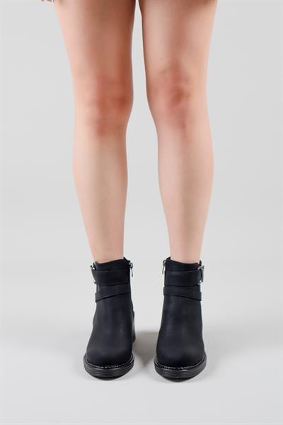 JOVANA Süet-Cilt Kadın Topuklu Bot SİYAH