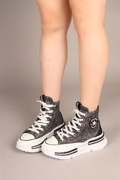 JOYFUL Taş Aksesuarlı Bilekli Kot Sneakers SİYAH