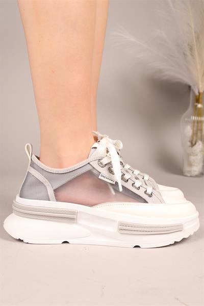 JOYSE Tül Detaylı Keten Sneakers GRİ