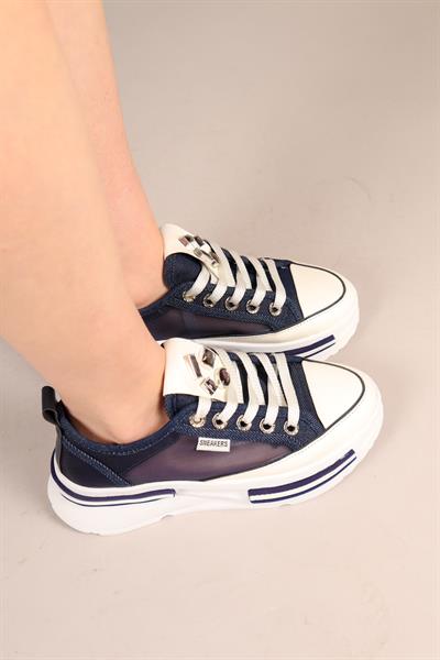 JOYSE Tül Detaylı Keten Sneakers LACİVERT