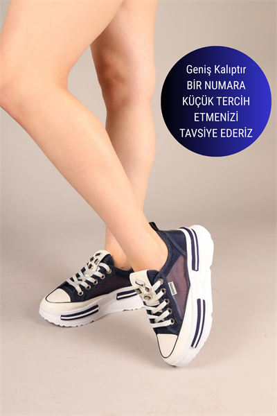 JOYSE Tül Detaylı Keten Sneakers LACİVERT