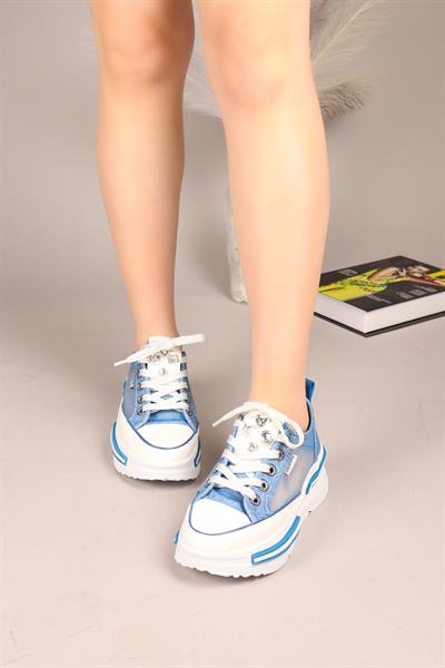JOYSE Tül Detaylı Keten Sneakers MAVİ