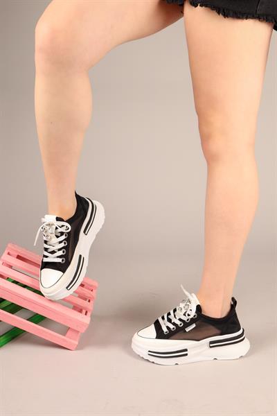 JOYSE Tül Detaylı Keten Sneakers SİYAH