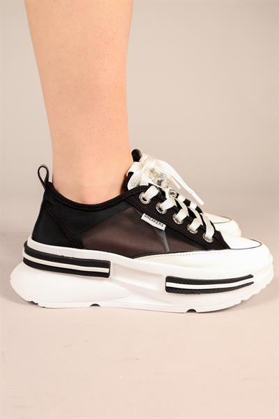 JOYSE Tül Detaylı Keten Sneakers SİYAH