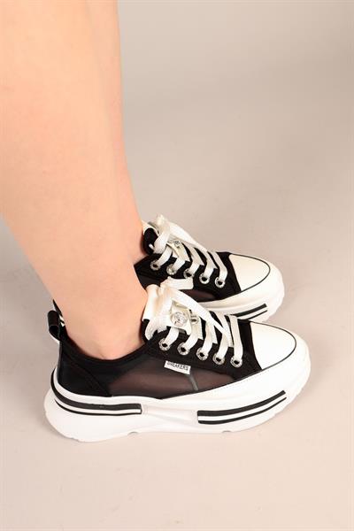 JOYSE Tül Detaylı Keten Sneakers SİYAH