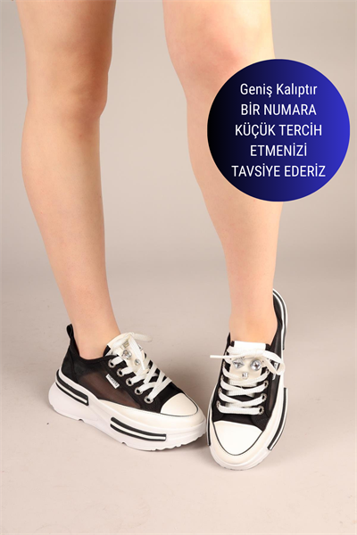 JOYSE Tül Detaylı Keten Sneakers SİYAH