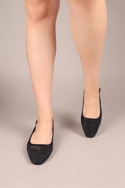 JUBİLY  Lazerli Arkası Açık Topuklu Ayakkabı SİYAH