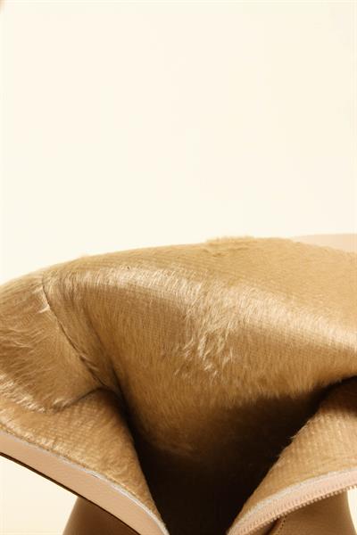 Kalın Topuk Cilt Yarım Çizme NUDE