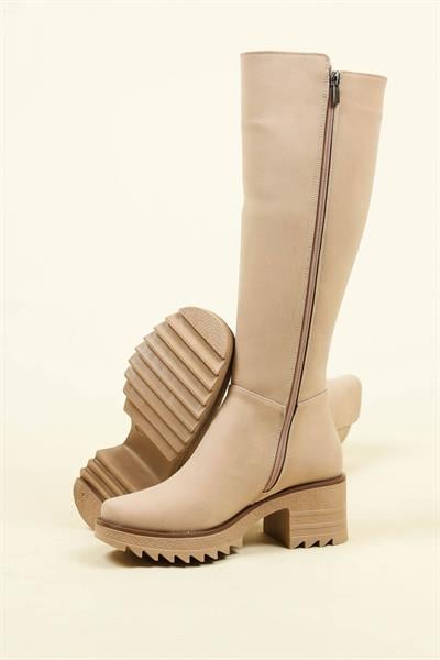 Kalın Topuklu Nubuk Çizme TEN