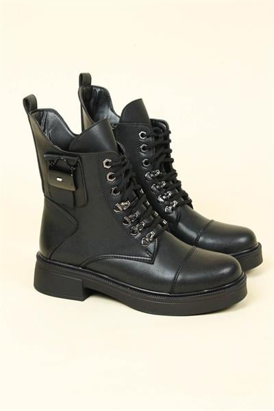 Kapsüllü Çanta Tokalı Bot SİYAH