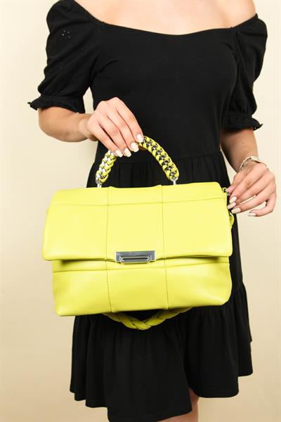 Kare Dikişli Kapaklı Çanta YEŞİL