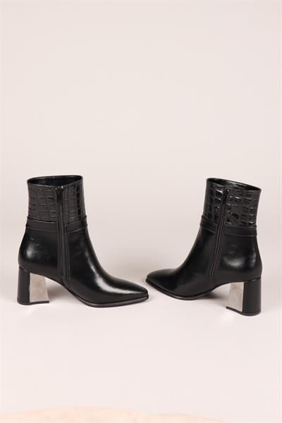KATYA Kroko Detaylı Topuklu Bot SİYAH