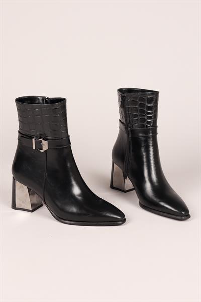 KATYA Kroko Detaylı Topuklu Bot SİYAH