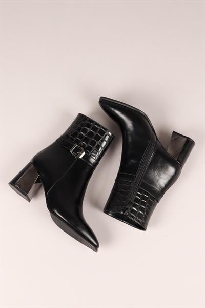 KATYA Kroko Detaylı Topuklu Bot SİYAH