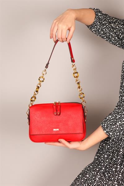 Kemik Halkalı Çanta KIRMIZI