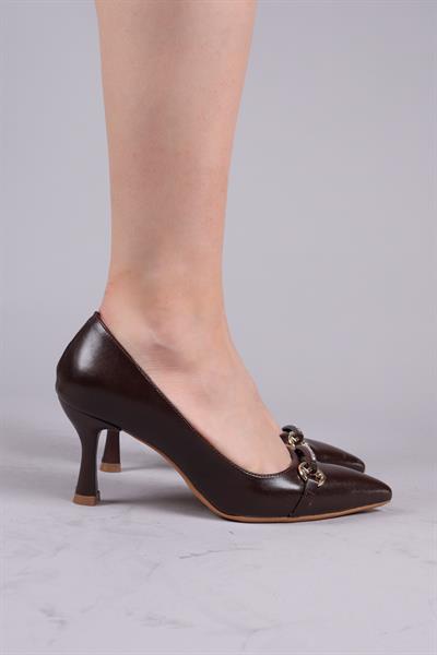 LEPEL Taşlı Gold Tokalı Stiletto KAHVERENGİ