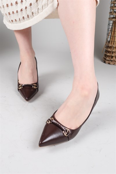 LEPEL Taşlı Gold Tokalı Stiletto KAHVERENGİ