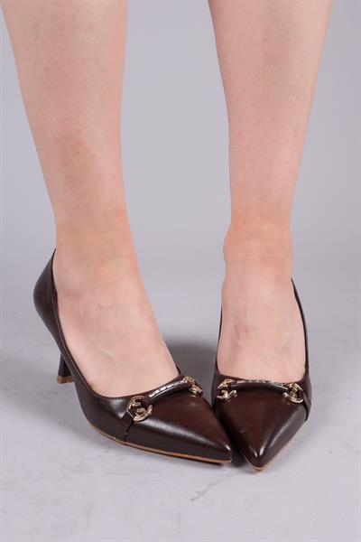 LEPEL Taşlı Gold Tokalı Stiletto KAHVERENGİ