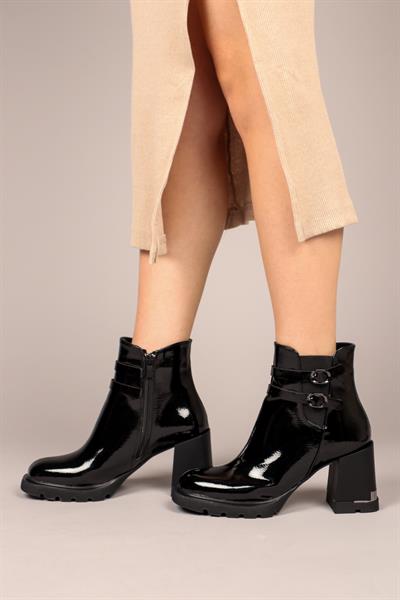 LETİCİA Rugan Topuklu Kadın Bot SİYAH