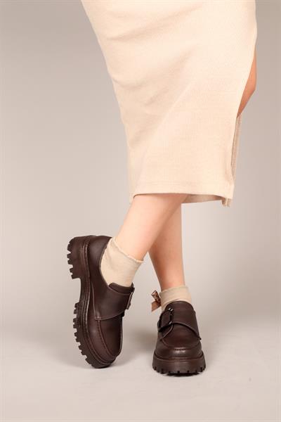 LİESEL Cırtlı Kadın Ayakkabı KAHVERENGİ