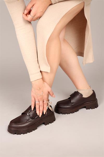 LİESEL Cırtlı Kadın Ayakkabı KAHVERENGİ