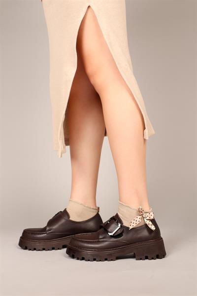 LİESEL Cırtlı Kadın Ayakkabı KAHVERENGİ