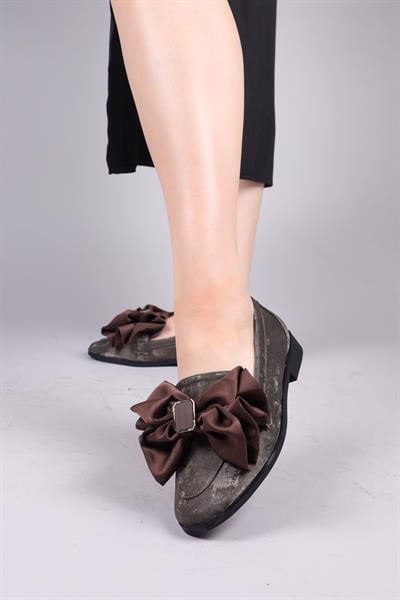 LOBİTO Saten Fiyonklu Loafer FÜME
