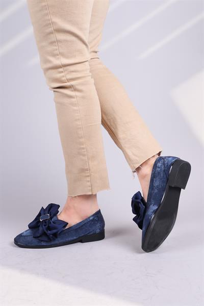 LOBİTO Saten Fiyonklu Loafer LACİVERT