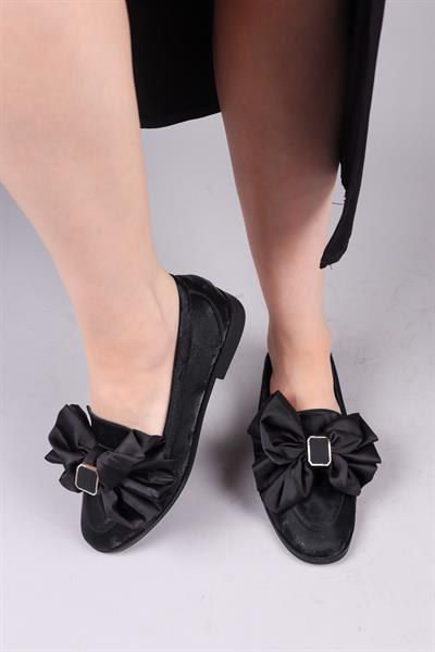 LOBİTO Saten Fiyonklu Loafer SİYAH