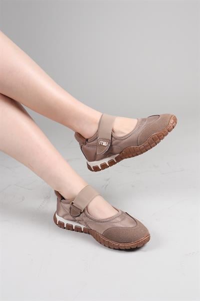 MADRE Cırtlı Süet Garnili  Paraşüt Babet VİZON