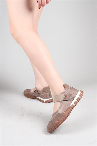 MADRE Cırtlı Süet Garnili  Paraşüt Babet VİZON